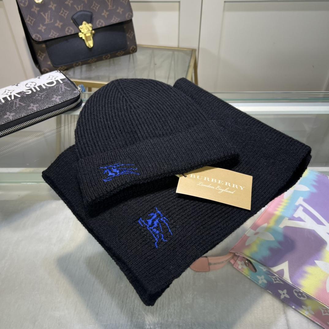 Burberry KD-embroidered Ribbed-knit Scarf & Beanie - EUR FASHION