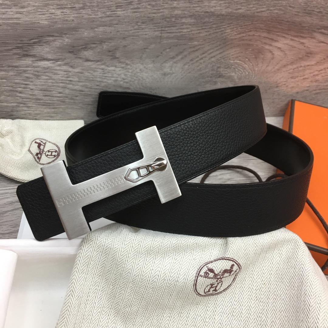 Hermes Leather H Buckle Belt - EUR FASHION