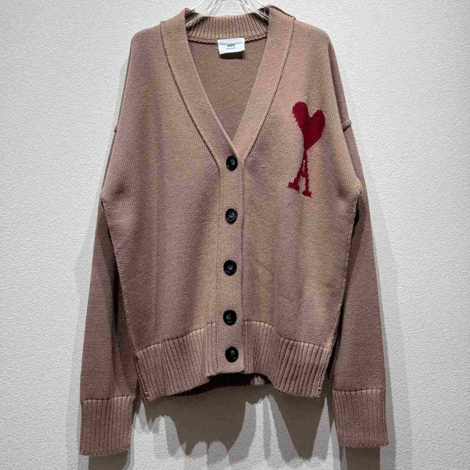 AMI Paris Red Ami de Coeur Cardigan - EUR FASHION