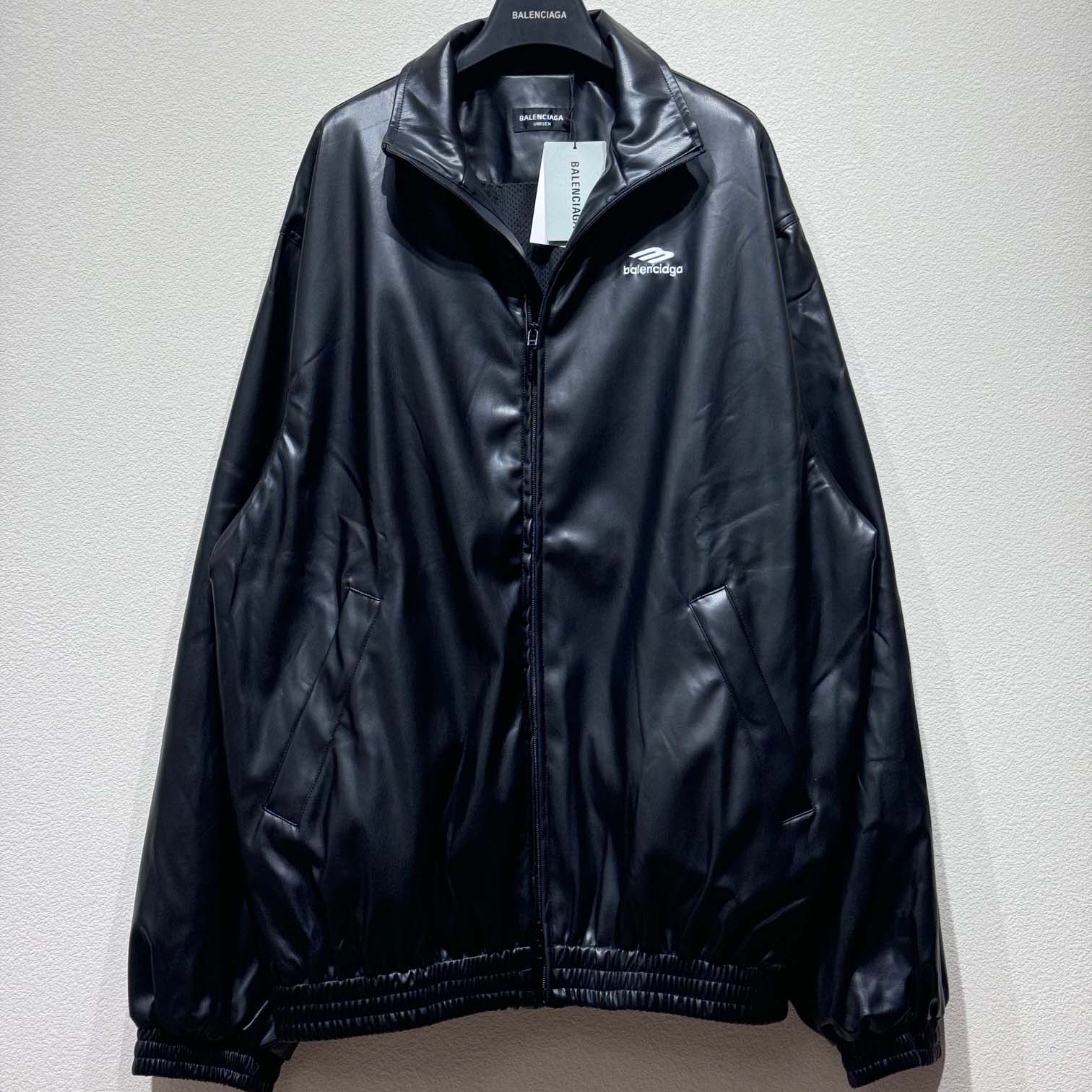 Balenciaga 3B Logo Oversize Leather Track Jacket - EUR FASHION