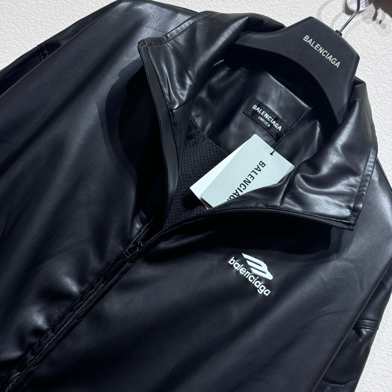 Balenciaga 3B Logo Oversize Leather Track Jacket - EUR FASHION