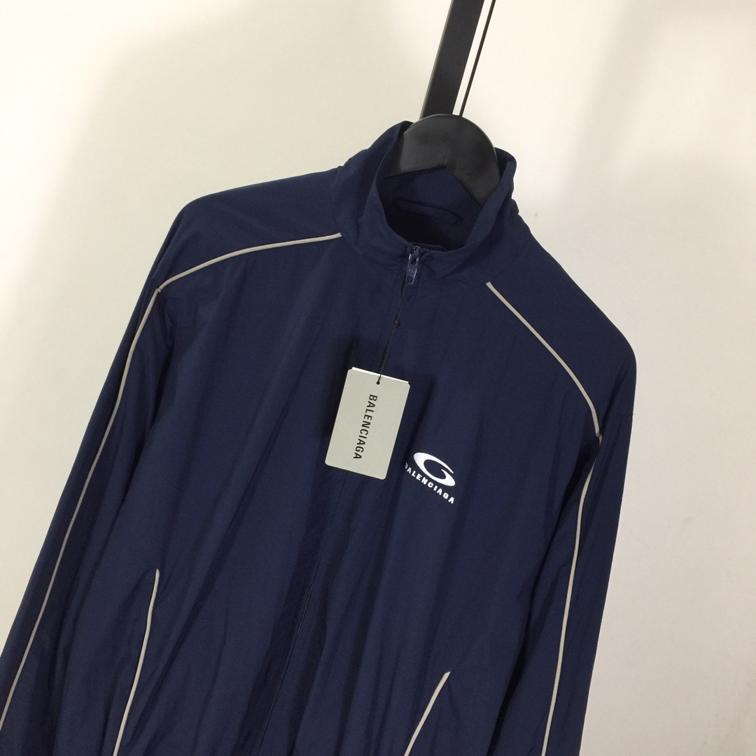 Balenciaga Loop Sports Icon Large Tracksuit Jacket In Navy Blue - EUR FASHION