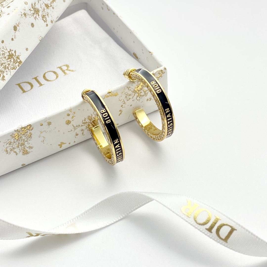 Dior Small Dior Night Code Hoop Earrings - EUR FASHION