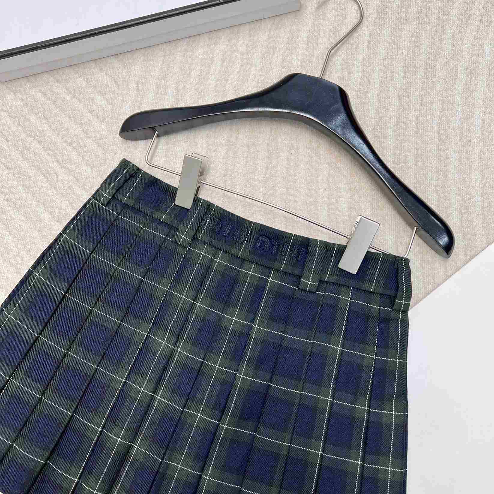 Miu Miu Pleated Tartan Miniskirt - EUR FASHION