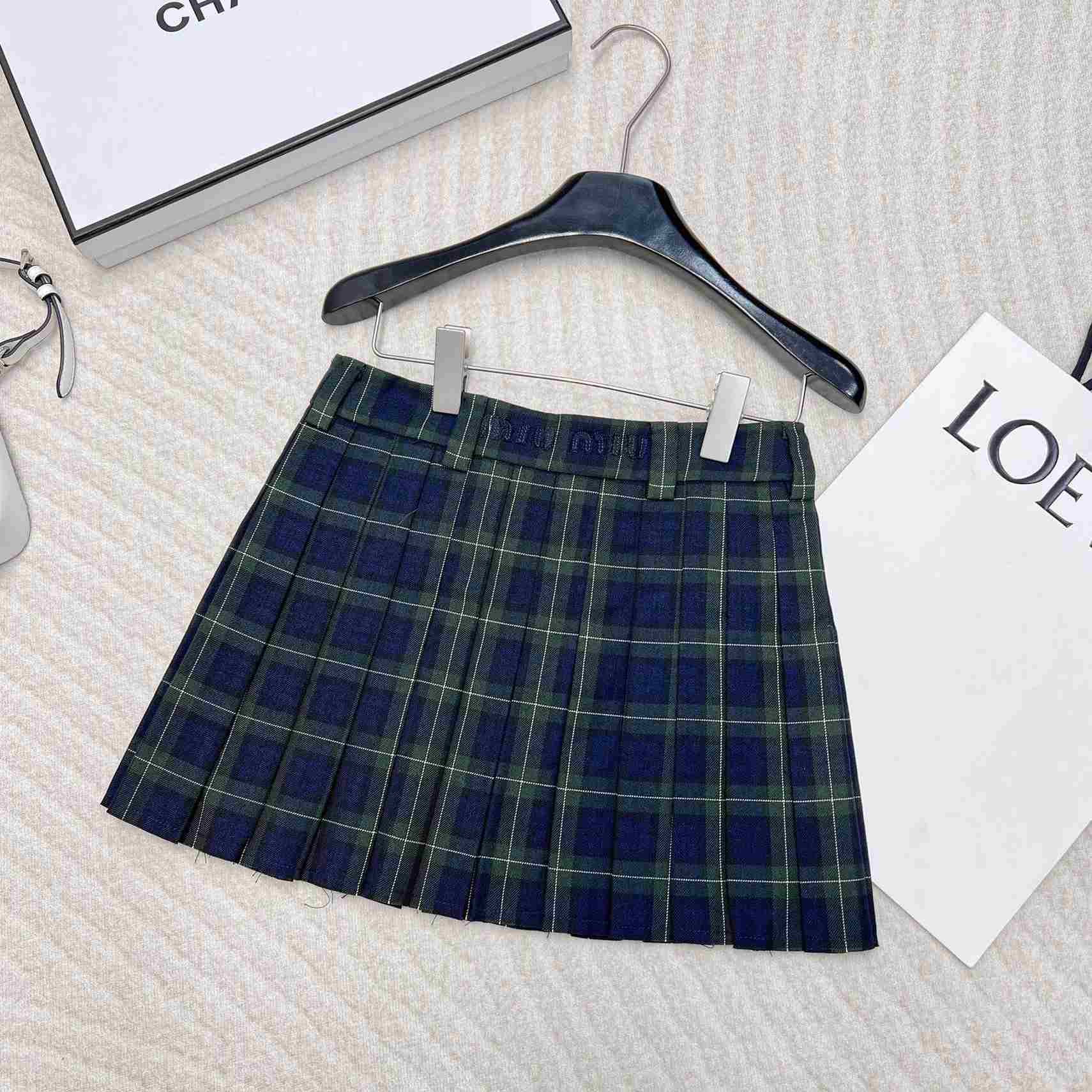 Miu Miu Pleated Tartan Miniskirt - EUR FASHION