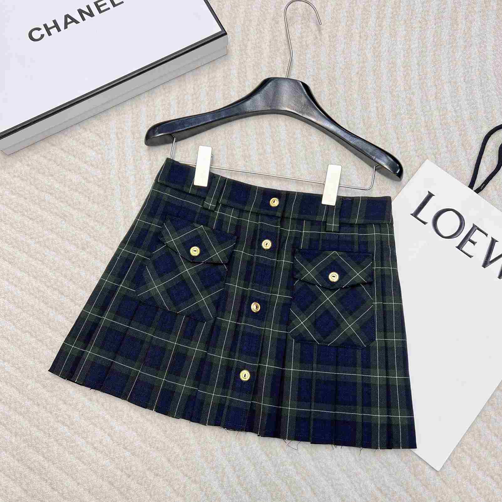 Miu Miu Pleated Tartan Miniskirt - EUR FASHION