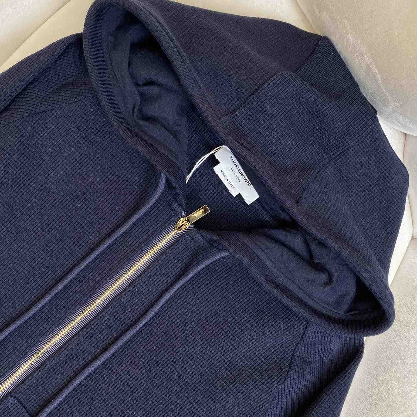 Thom Browne 4-Bar Zip-Up Cashmere Hoodie - EUR FASHION