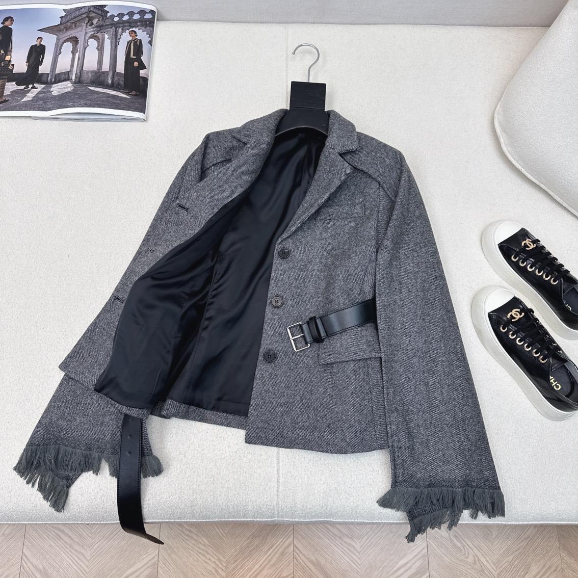 Dior Belted Jacket with Removable Scarf  - EUR FASHION