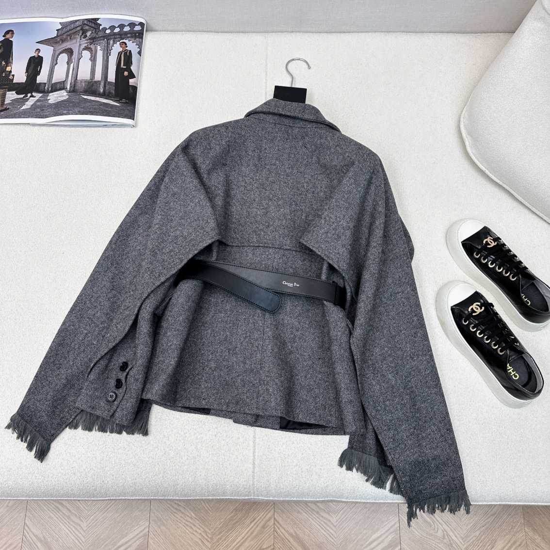 Dior Belted Jacket with Removable Scarf  - EUR FASHION