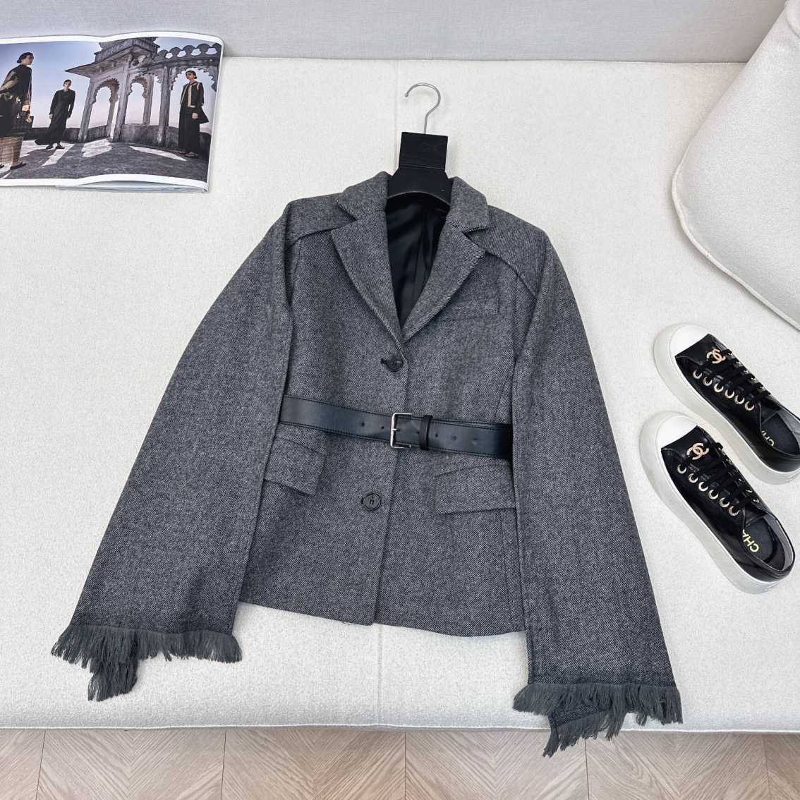 Dior Belted Jacket with Removable Scarf  - EUR FASHION