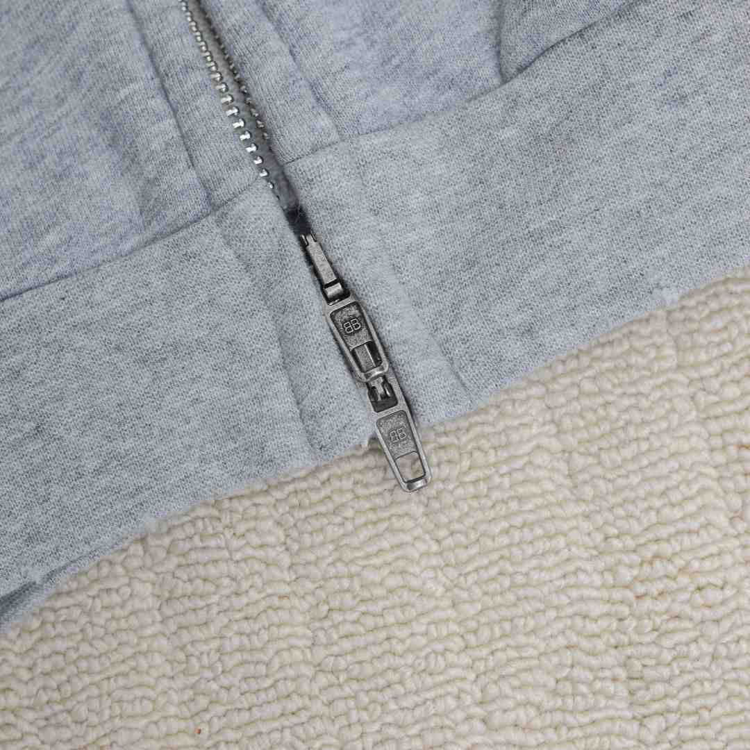 Balenciaga Planet Earth Zip-Up Hoodie Regular Fit In Heather Grey - EUR FASHION