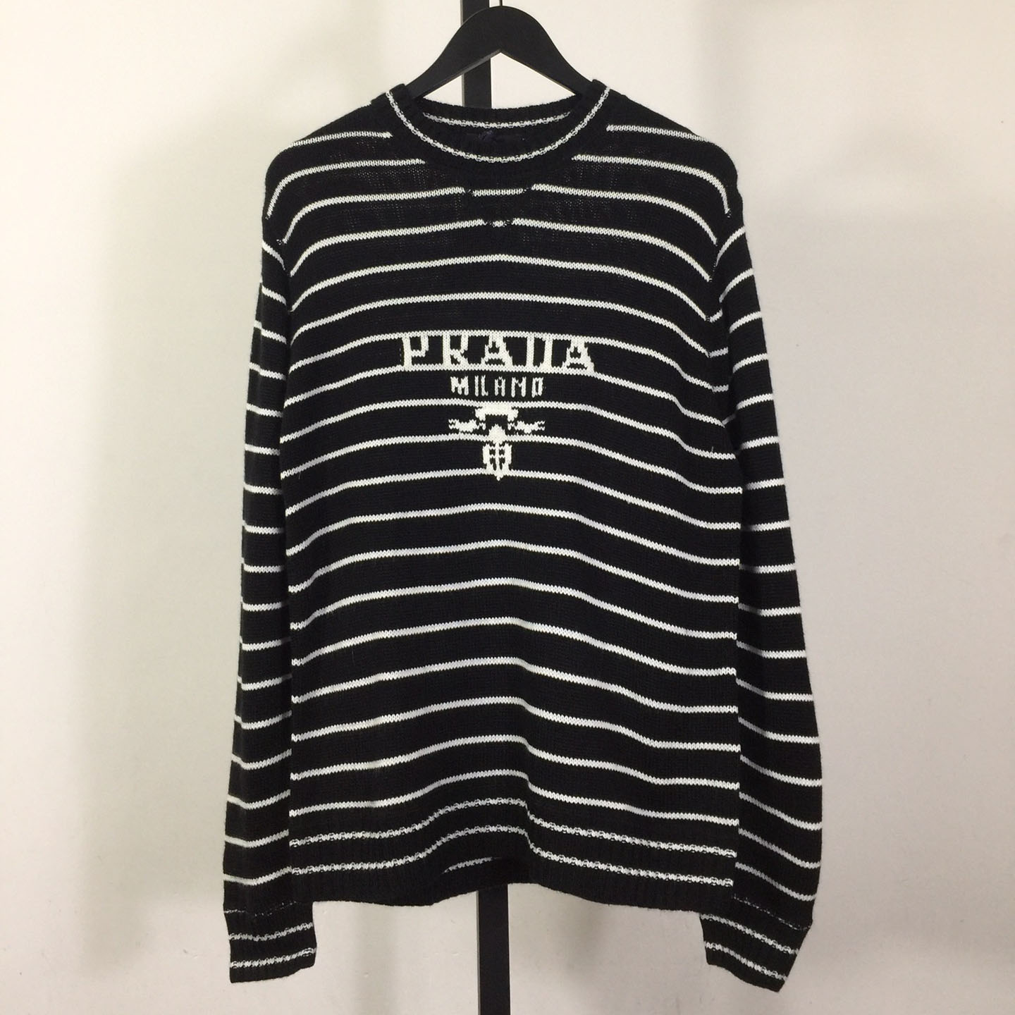 Prada Intarsia-logo Striped Cashmere Jumper - EUR FASHION