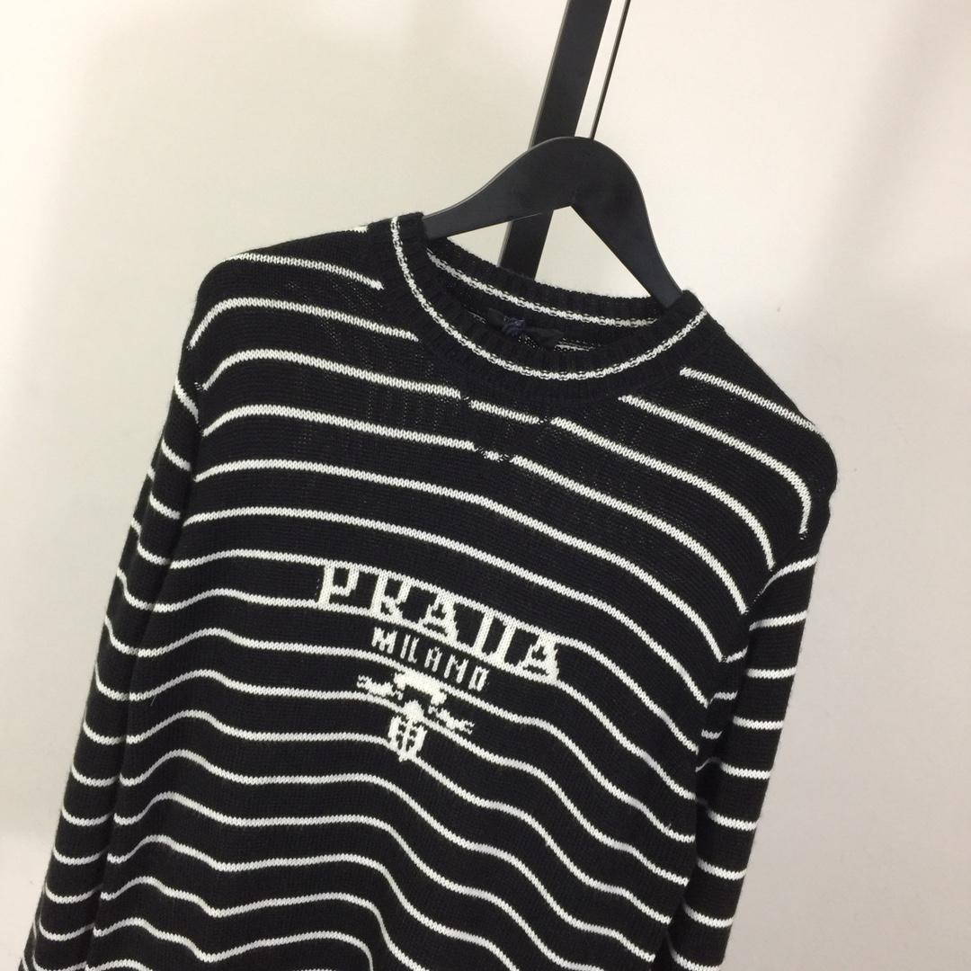 Prada Intarsia-logo Striped Cashmere Jumper - EUR FASHION