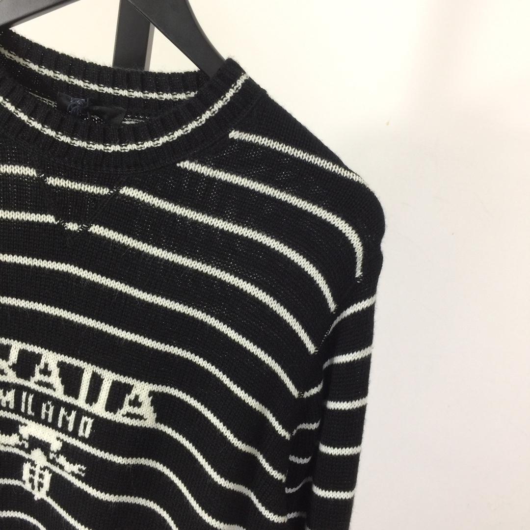 Prada Intarsia-logo Striped Cashmere Jumper - EUR FASHION