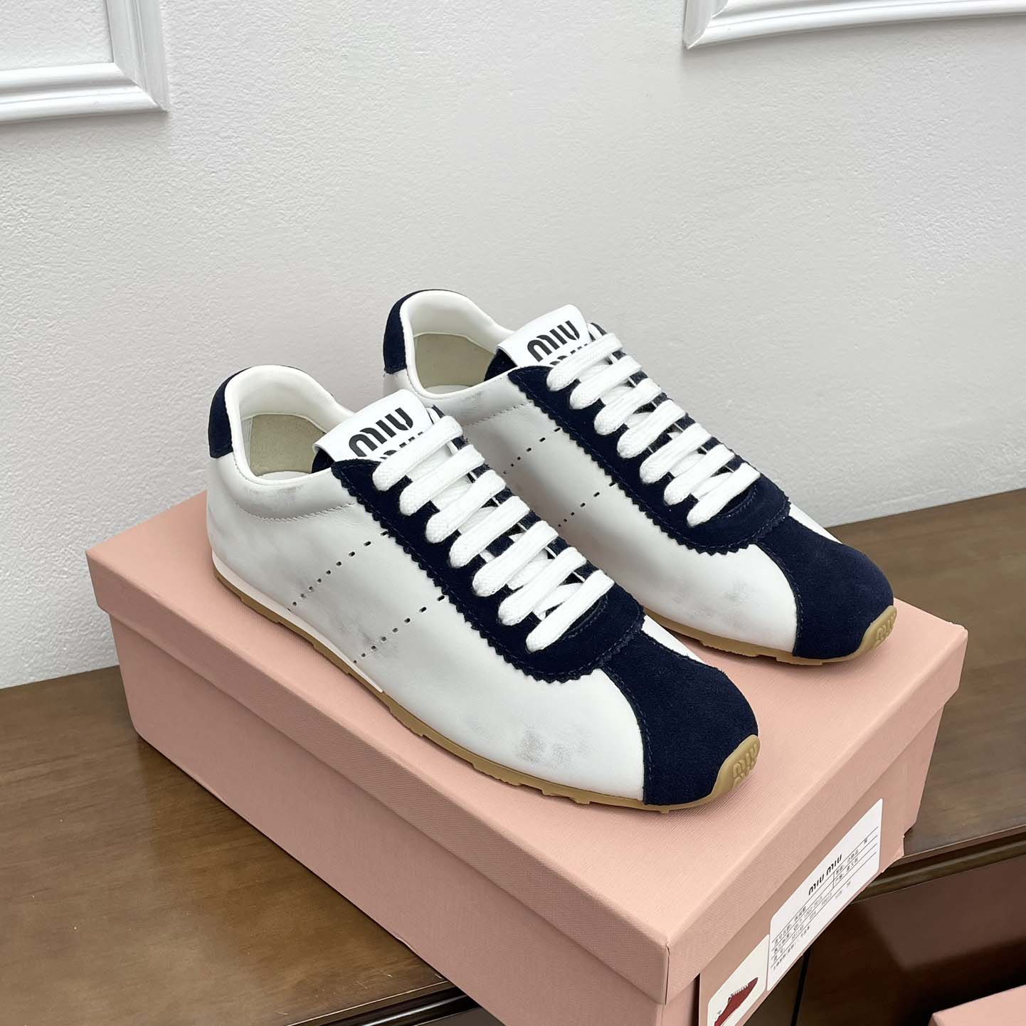 Miu Miu Plume Nappa Leather And Suede Sneakers - EUR FASHION