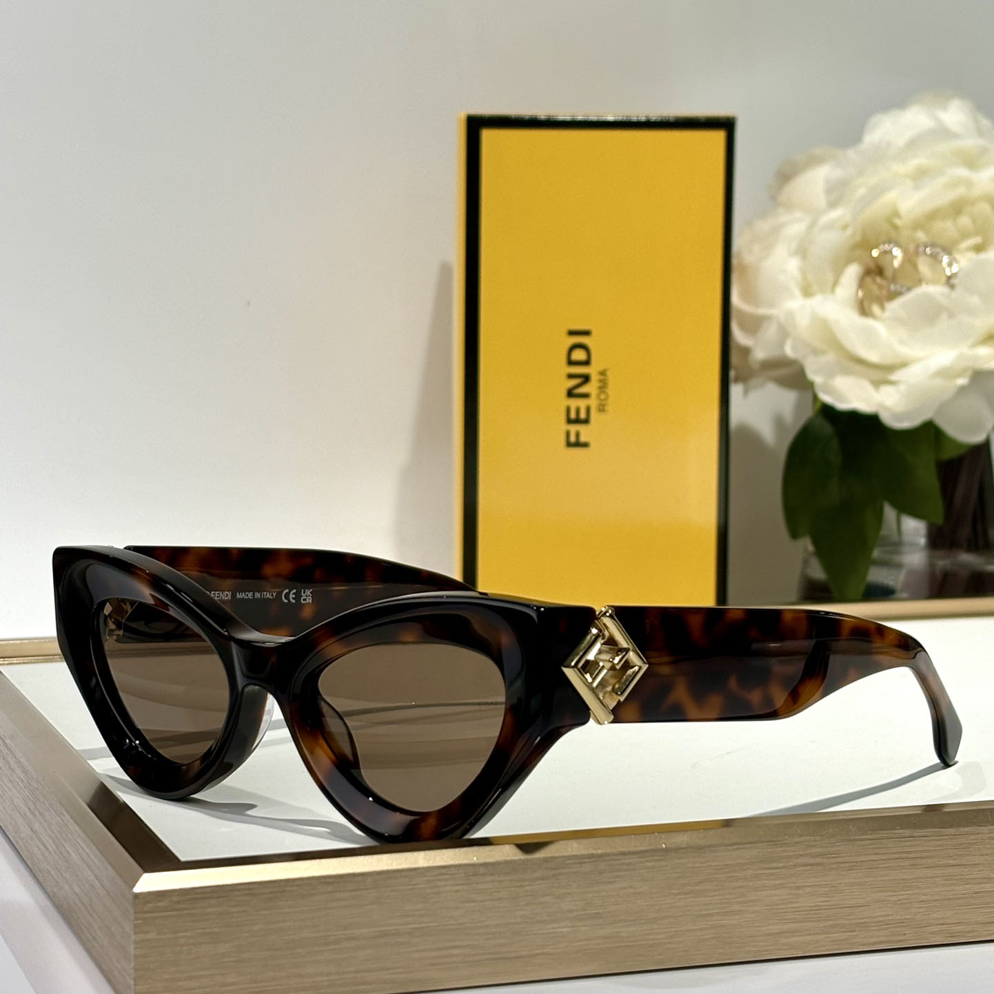 Fendi FF Diamonds Havana Acetate Sunglasses    FE40146l  - EUR FASHION