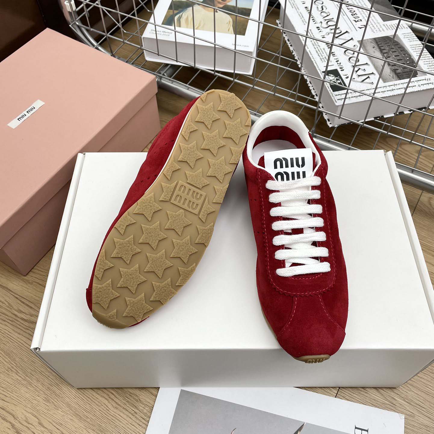 Miu Miu Plume Suede Sneakers - EUR FASHION