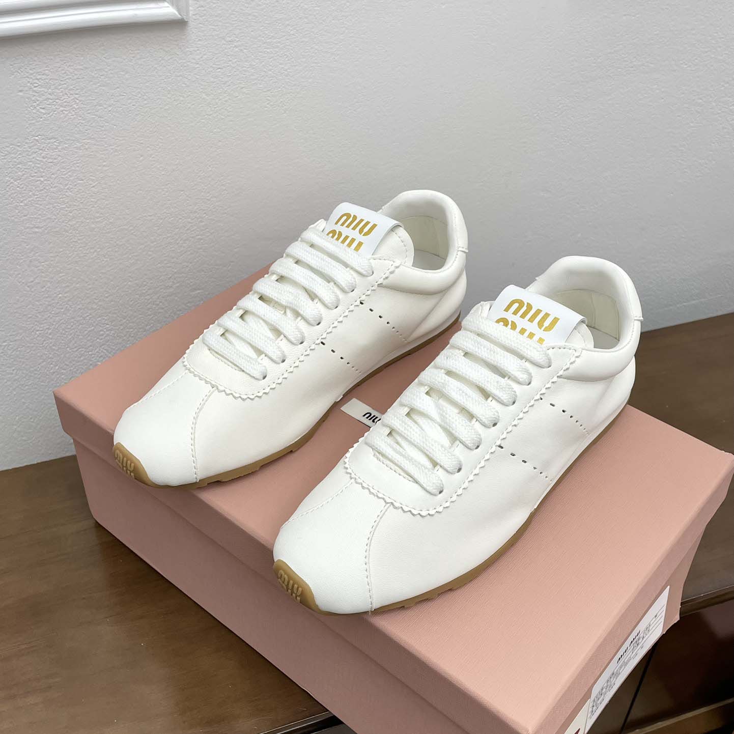 Miu Miu Plume Nappa Leather Sneakers - EUR FASHION