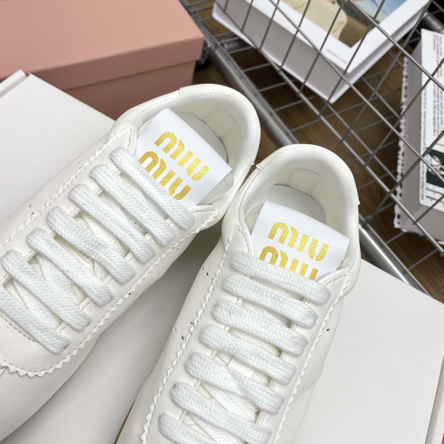 Miu Miu Plume Nappa Leather Sneakers - EUR FASHION