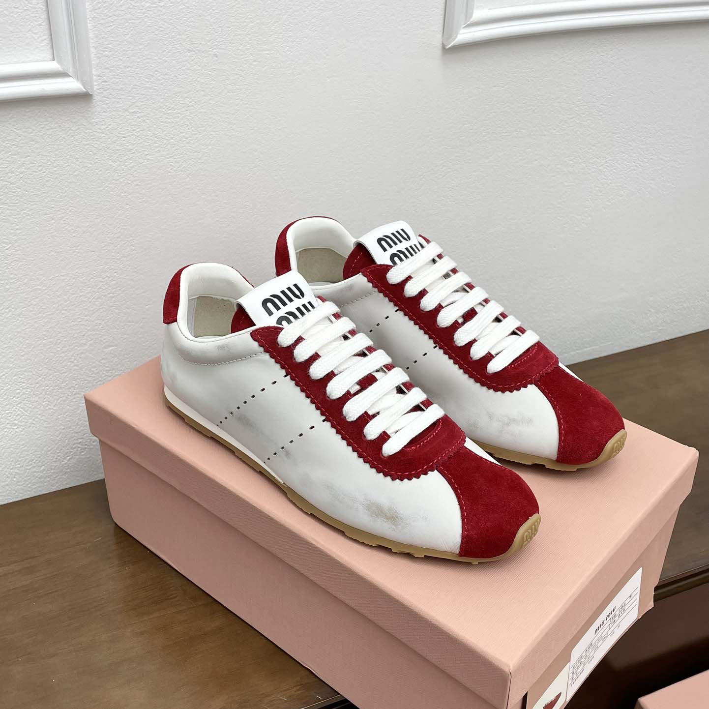 Miu Miu Plume Nappa Leather And Suede Sneakers - EUR FASHION