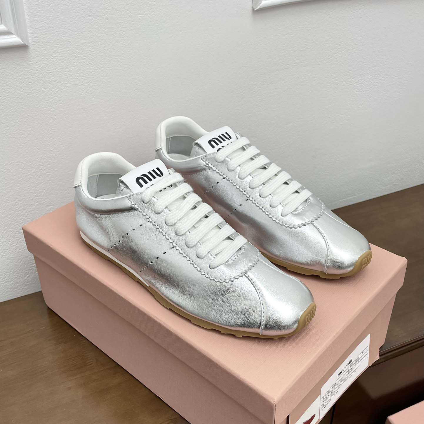 Miu Miu Plume Mordoré Calfskin Sneakers - EUR FASHION