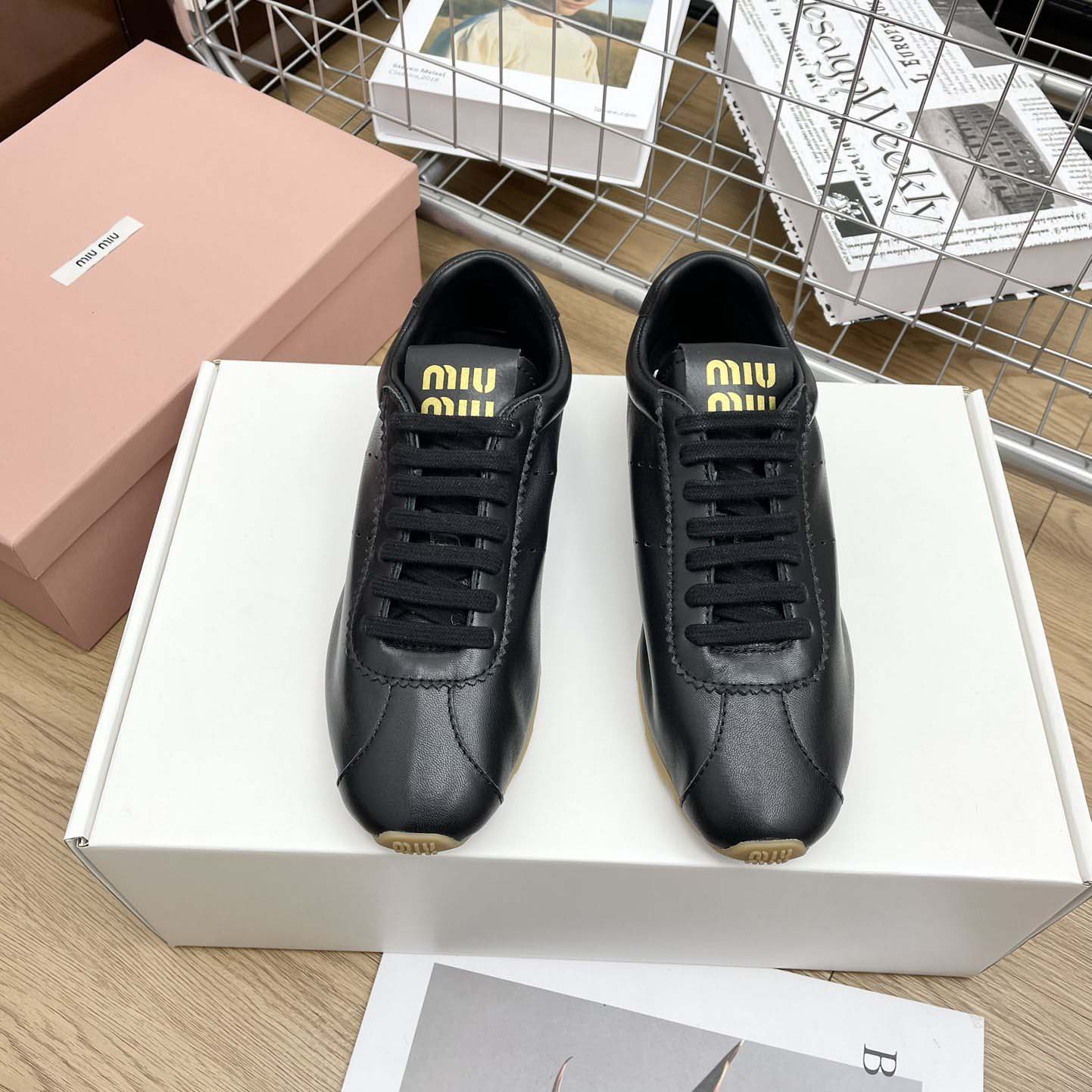 Miu Miu Plume Nappa Leather Sneakers - EUR FASHION