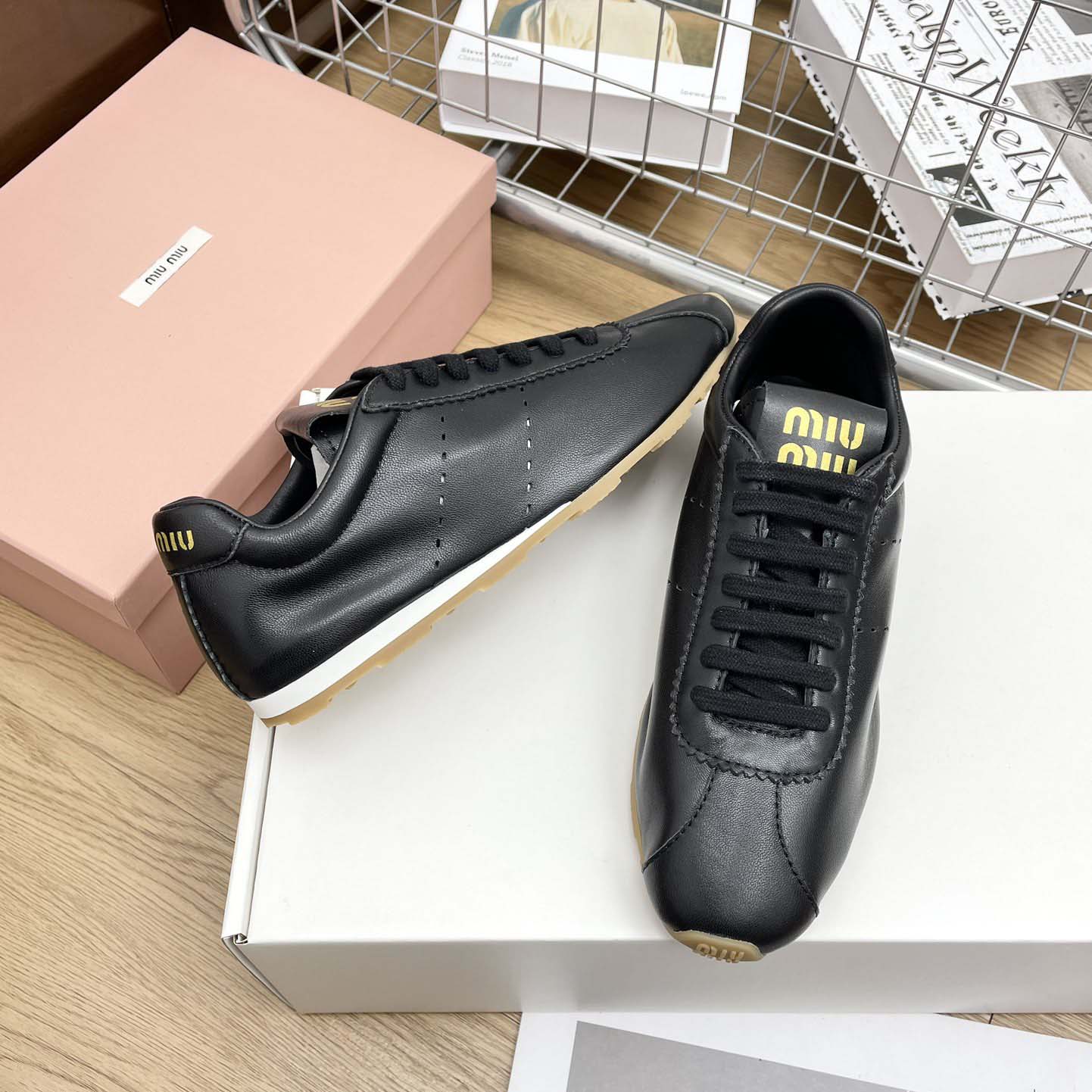 Miu Miu Plume Nappa Leather Sneakers - EUR FASHION