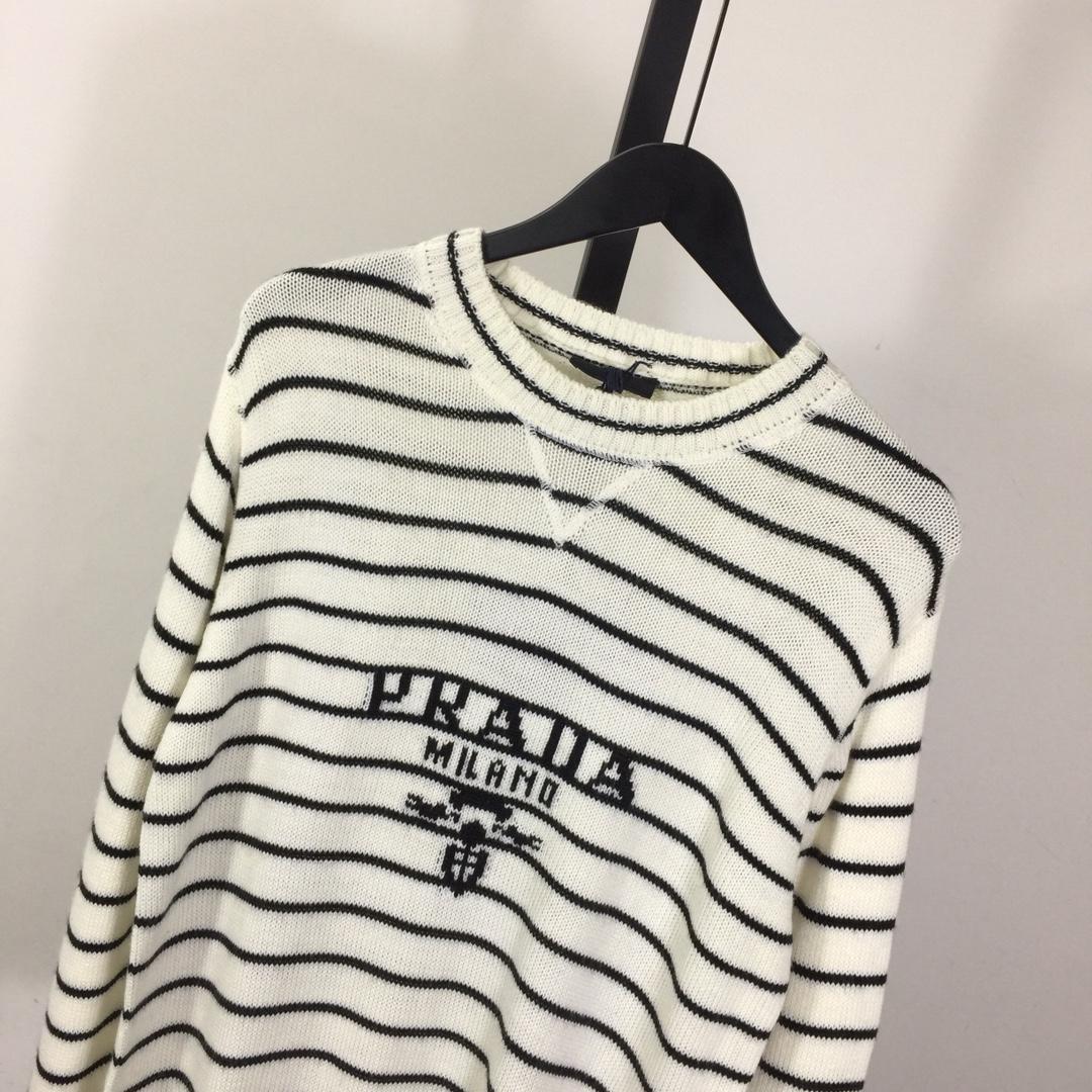 Prada Intarsia-logo Striped Cashmere Jumper - EUR FASHION