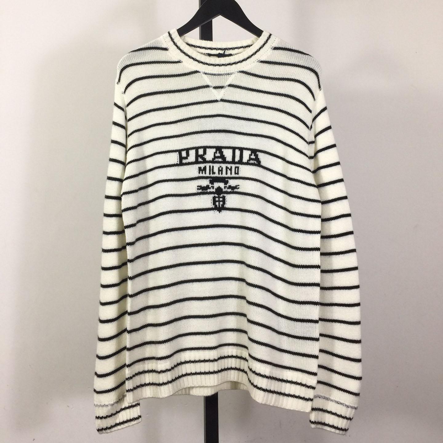 Prada Intarsia-logo Striped Cashmere Jumper - EUR FASHION