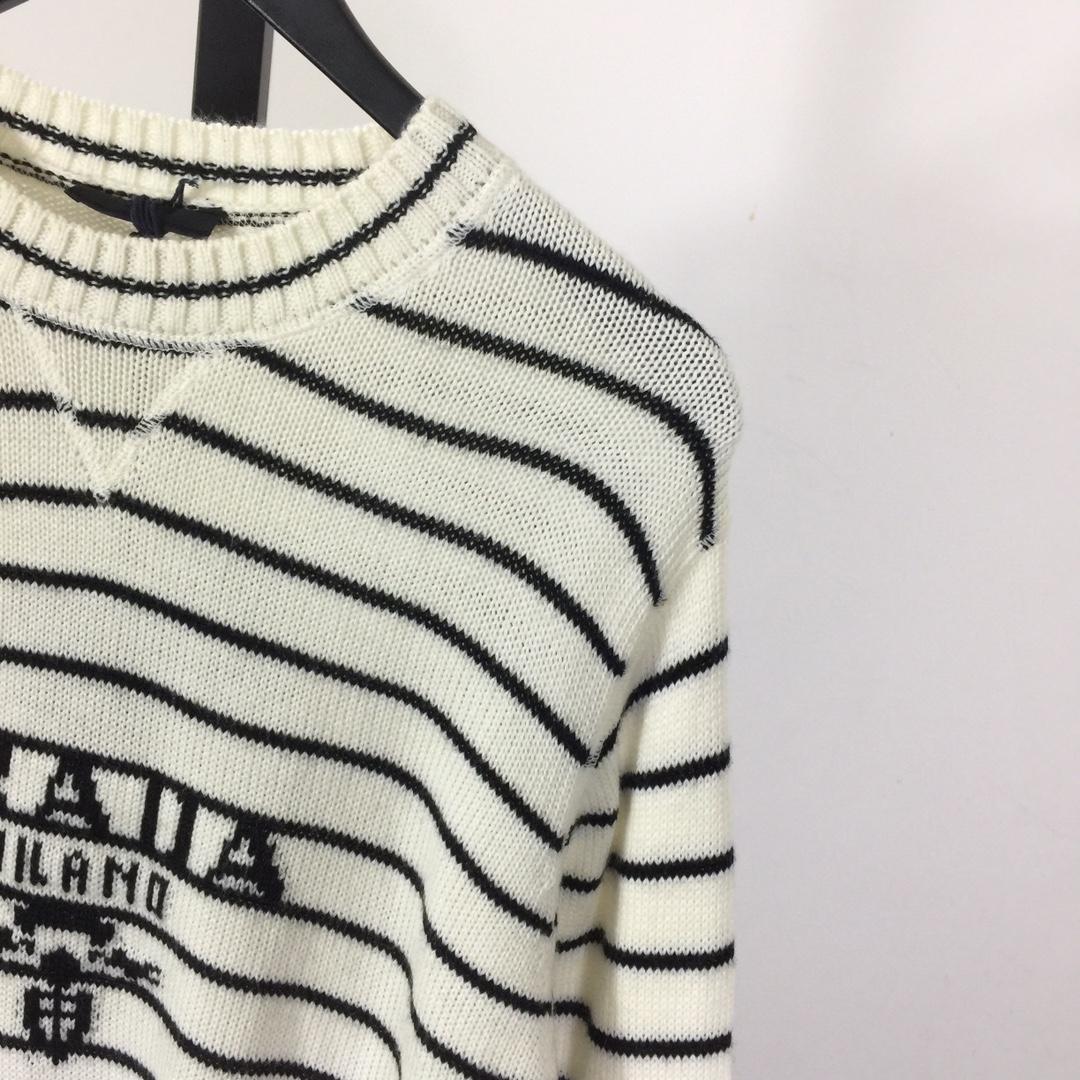 Prada Intarsia-logo Striped Cashmere Jumper - EUR FASHION