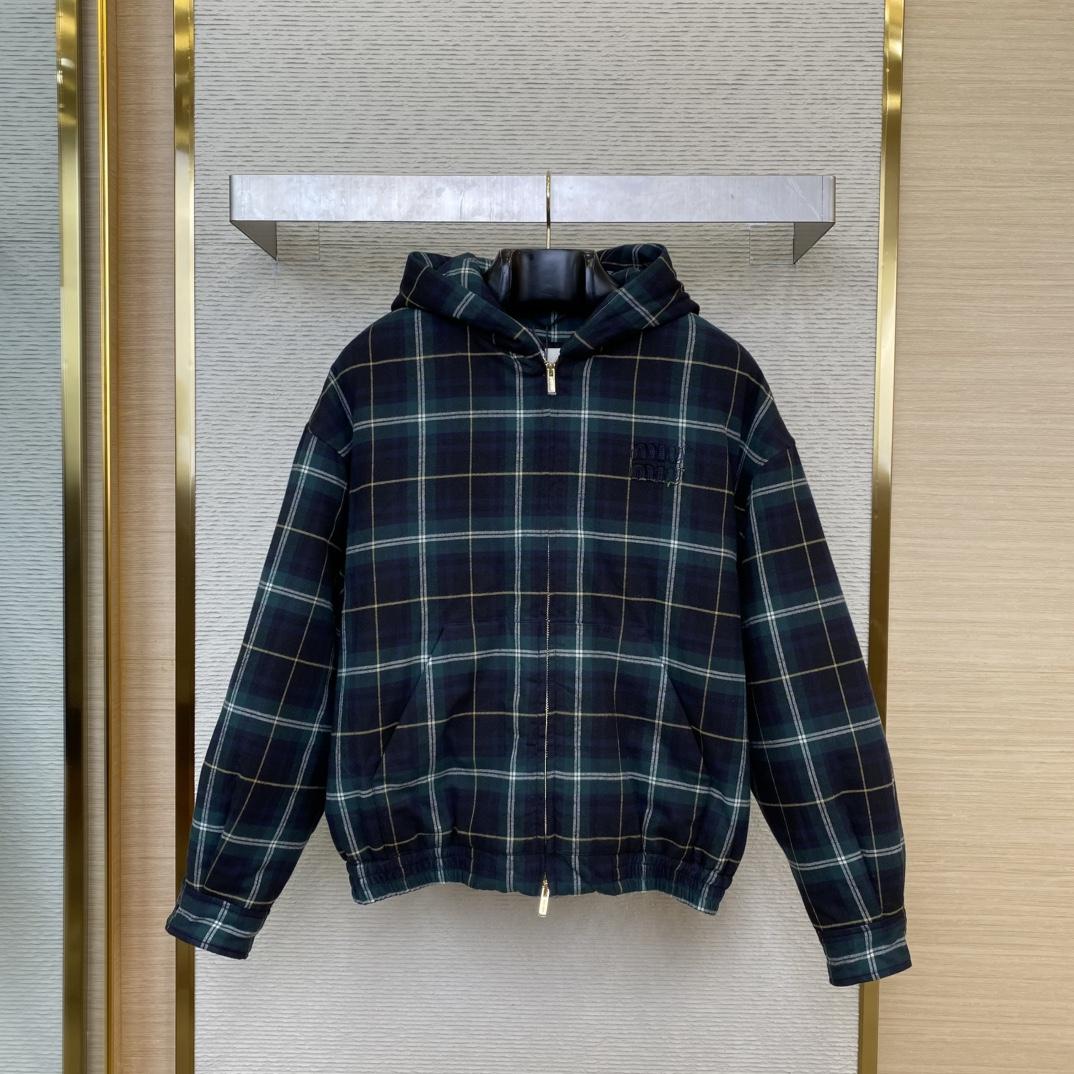 Miu Miu Plaid Hoodie Jacket - EUR FASHION