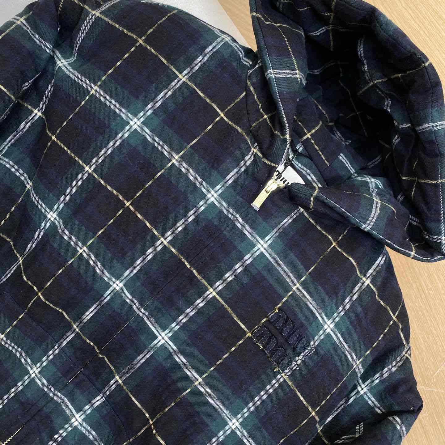 Miu Miu Plaid Hoodie Jacket - EUR FASHION