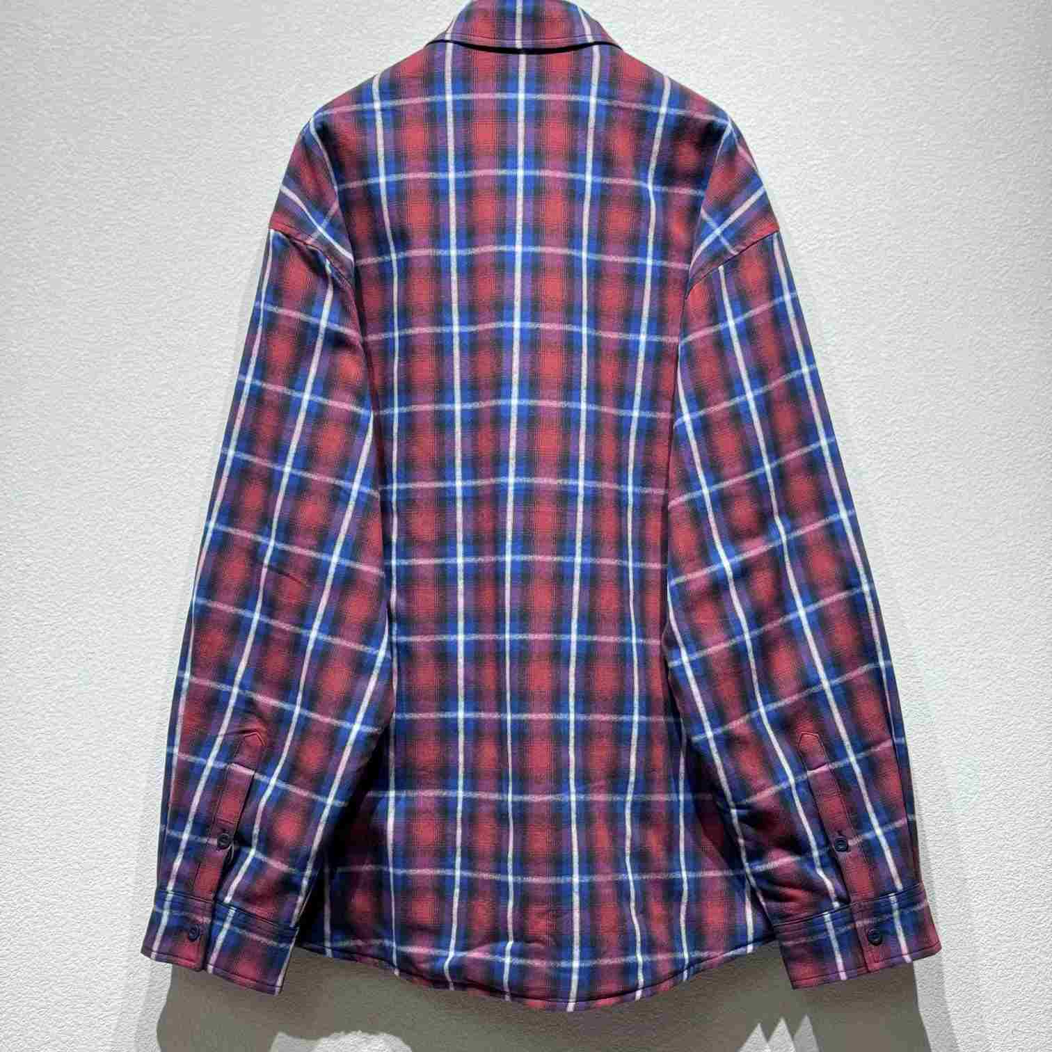 Balenciaga Lined Shirt In Red And Blue - EUR FASHION