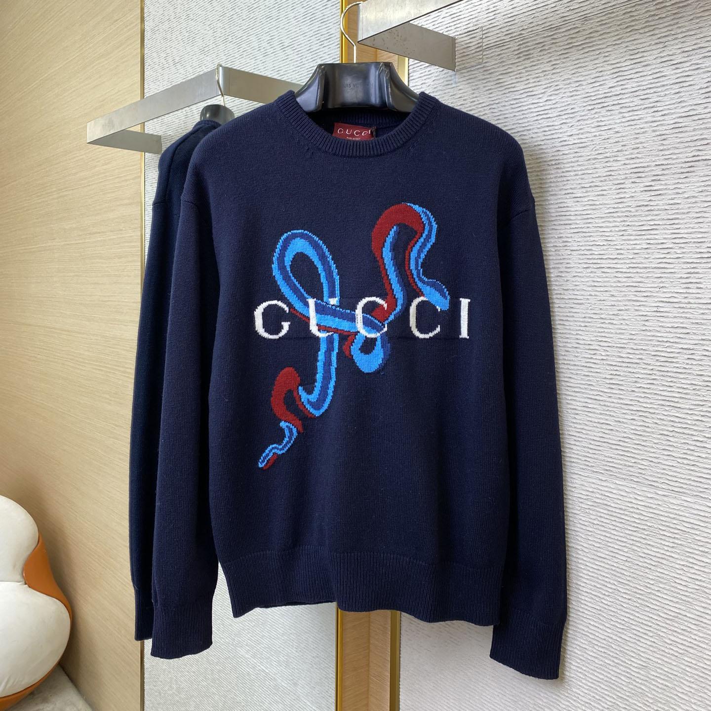 Gucci Wool Cashmere Sweater With Intarsia - EUR FASHION