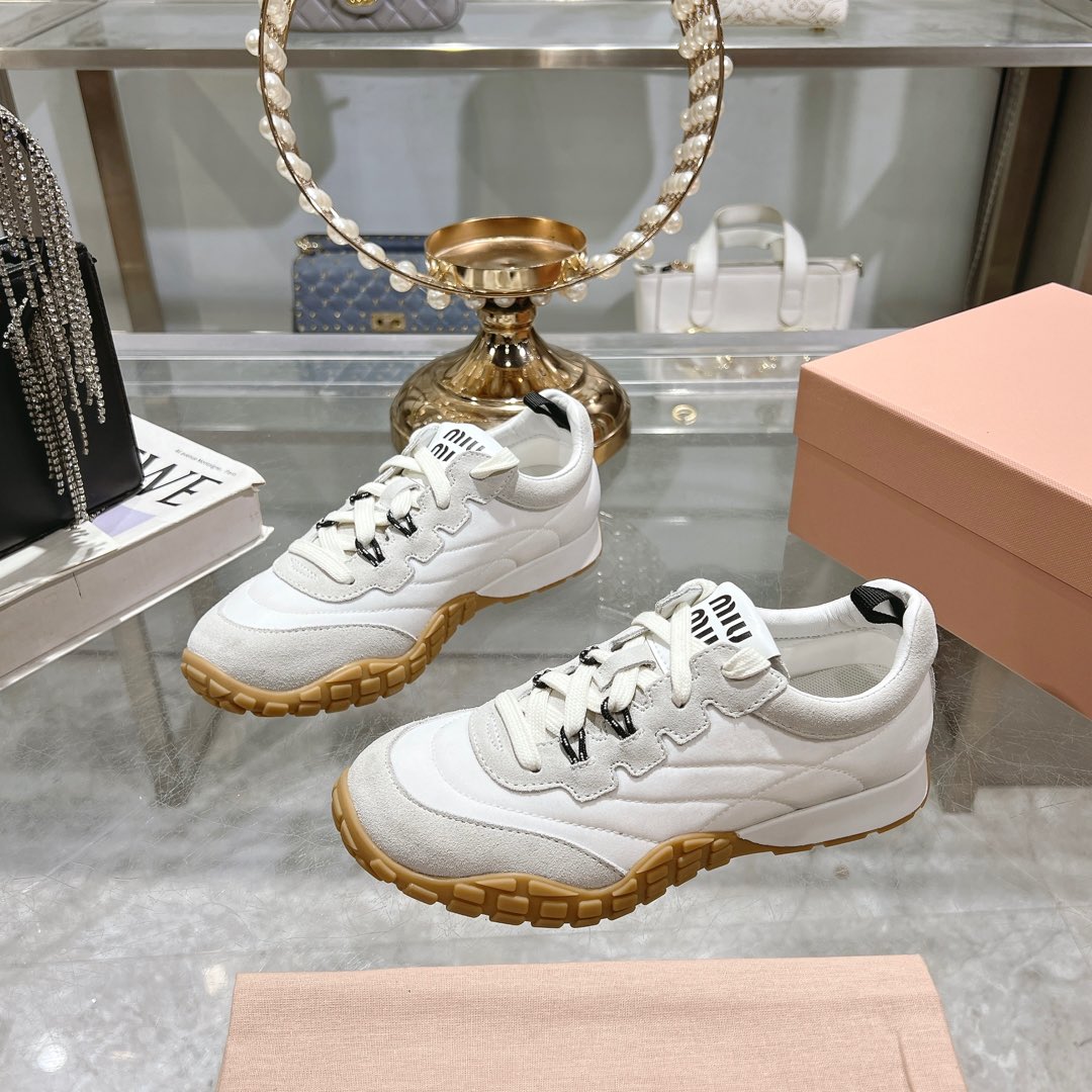 Miu Miu Tyre Technical Fabric And Suede Sneakers - EUR FASHION