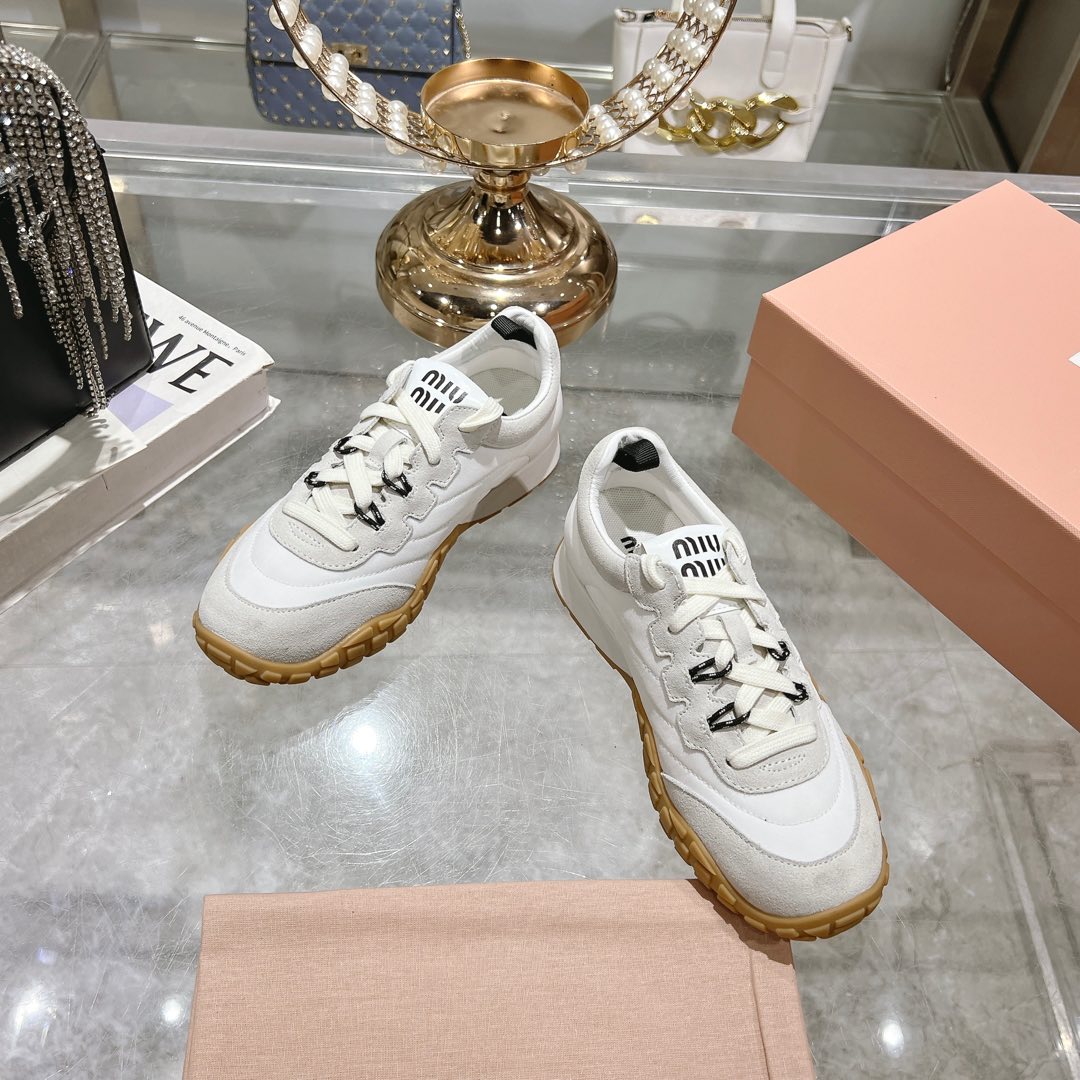 Miu Miu Tyre Technical Fabric And Suede Sneakers - EUR FASHION