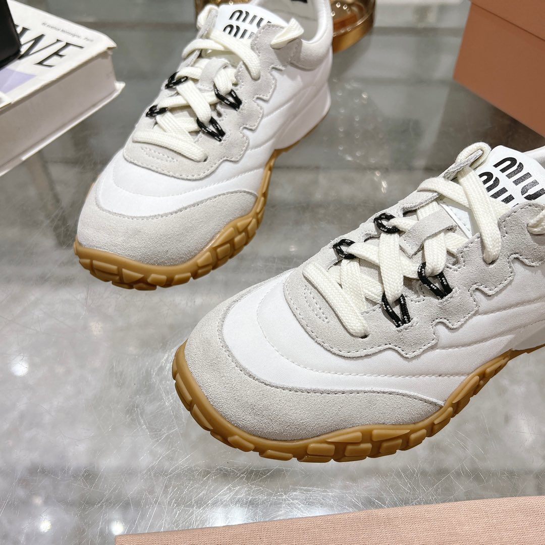 Miu Miu Tyre Technical Fabric And Suede Sneakers - EUR FASHION