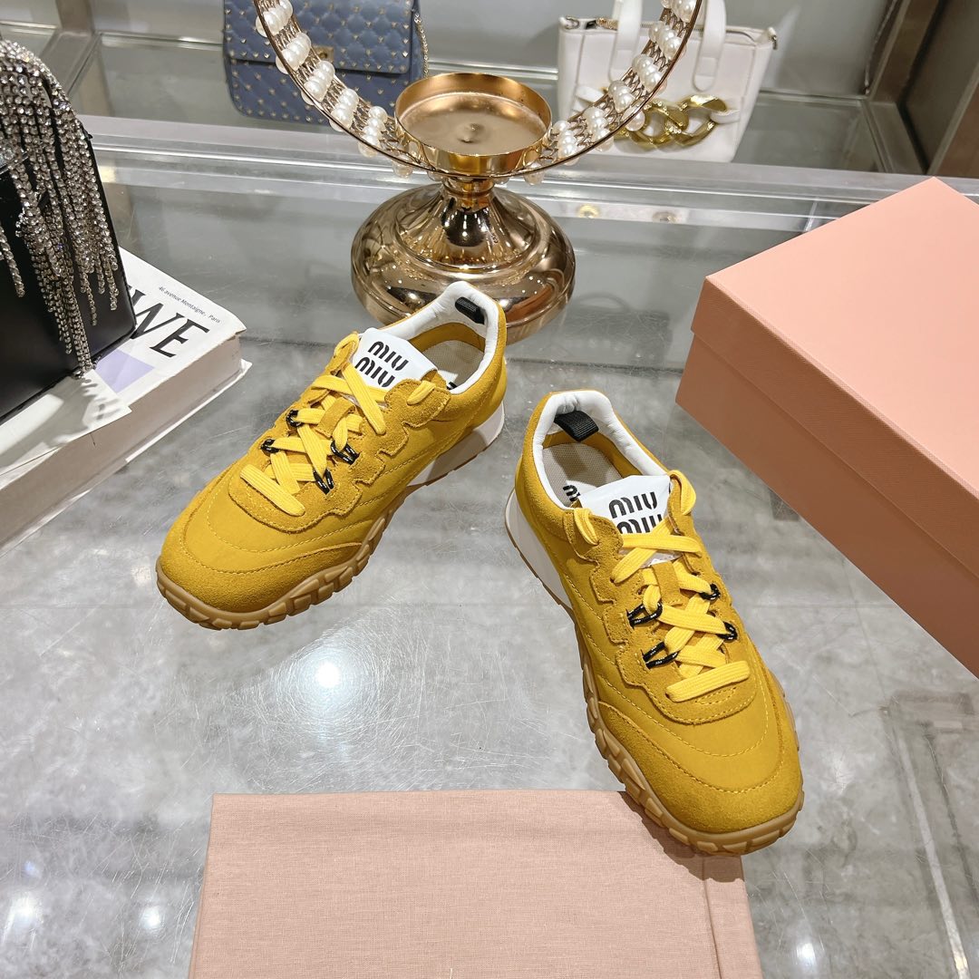 Miu Miu Tyre Technical Fabric And Suede Sneakers - EUR FASHION