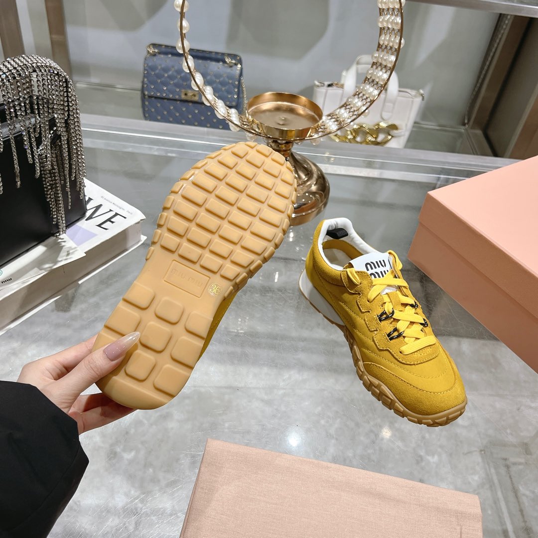 Miu Miu Tyre Technical Fabric And Suede Sneakers - EUR FASHION