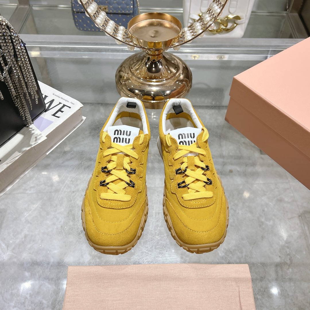 Miu Miu Tyre Technical Fabric And Suede Sneakers - EUR FASHION