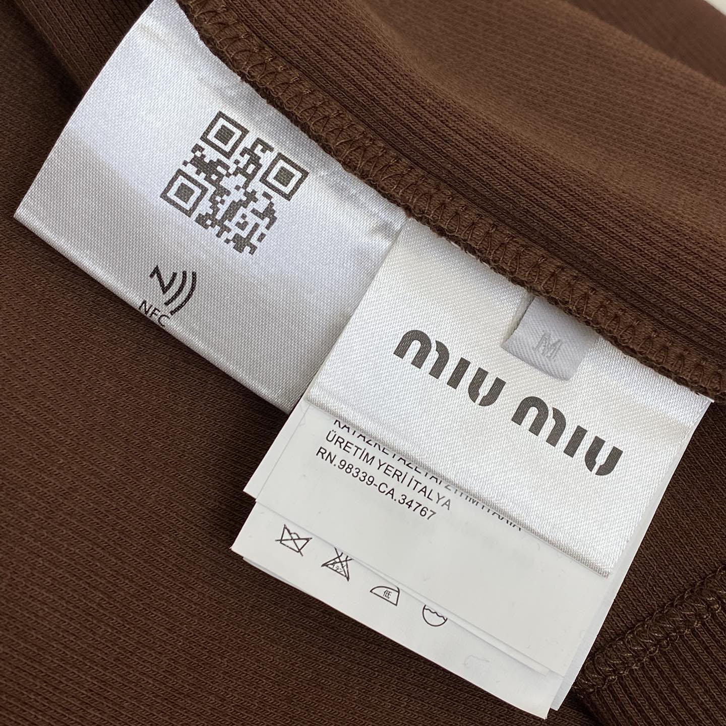 Miu Miu Brown Ribbed Knit Tank Top - EUR FASHION