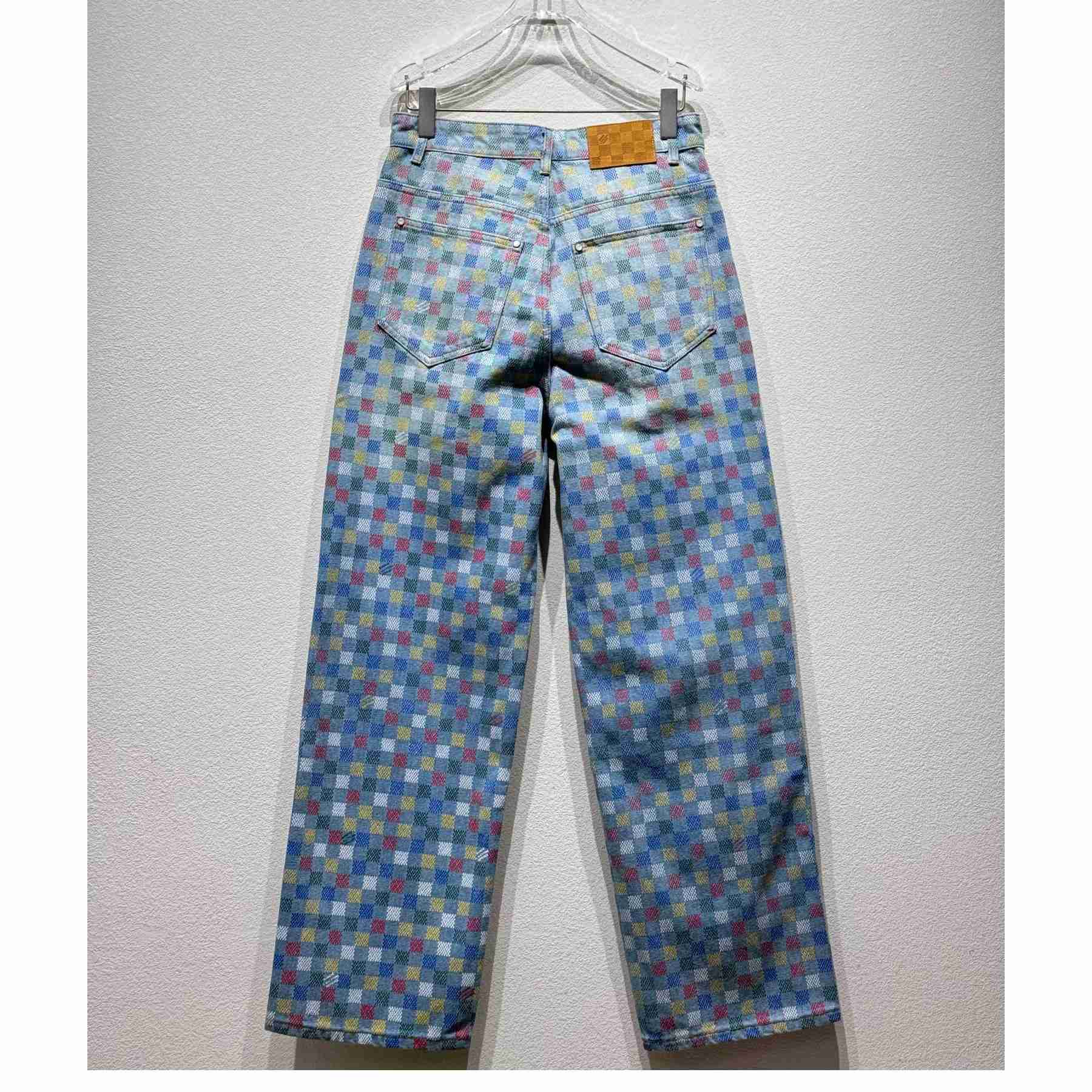 Louis Vuitton Damier Denim Wide-Leg Pants  1AHBMK - EUR FASHION