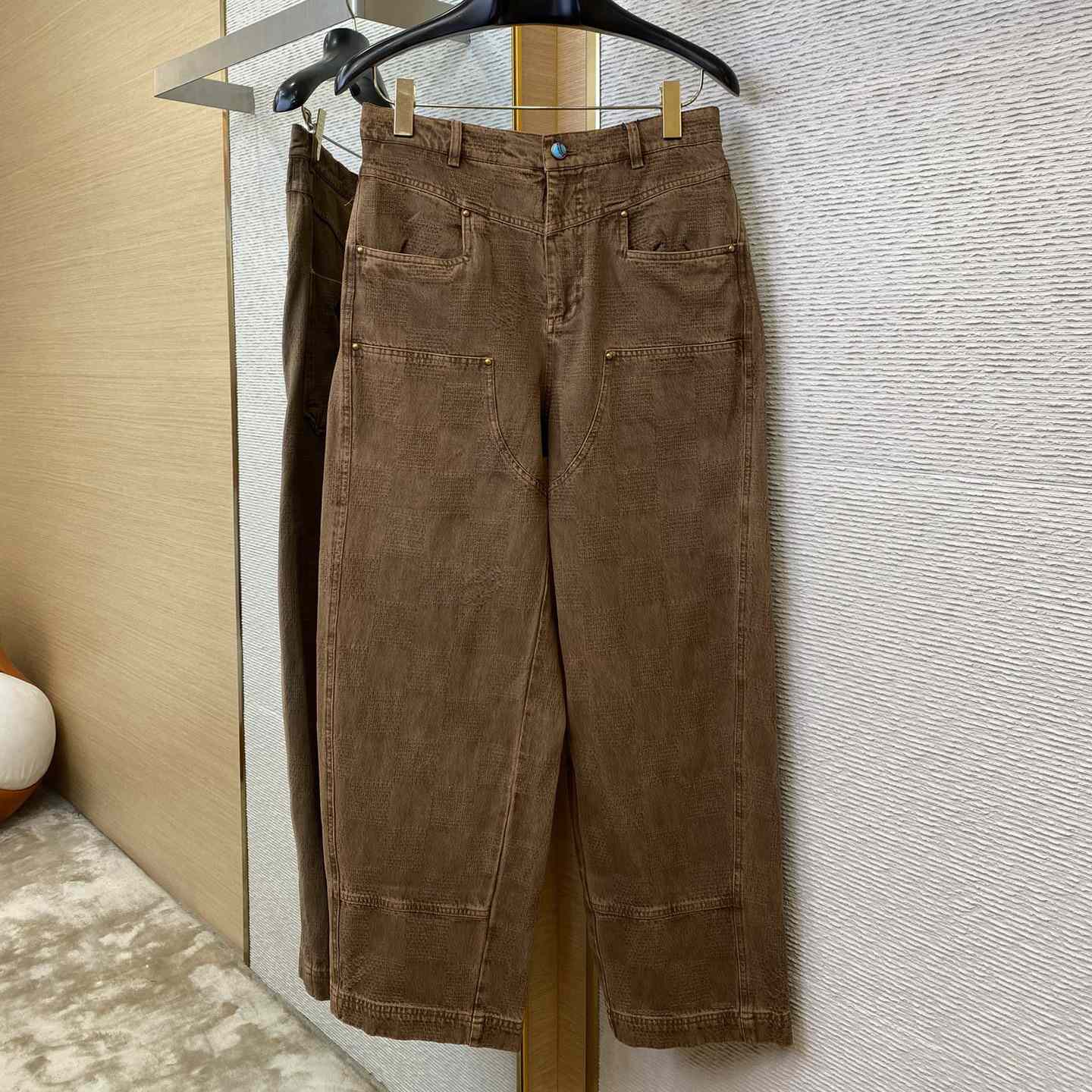 Louis Vuitton Brown Wash Effect Straight Leg Pants - EUR FASHION