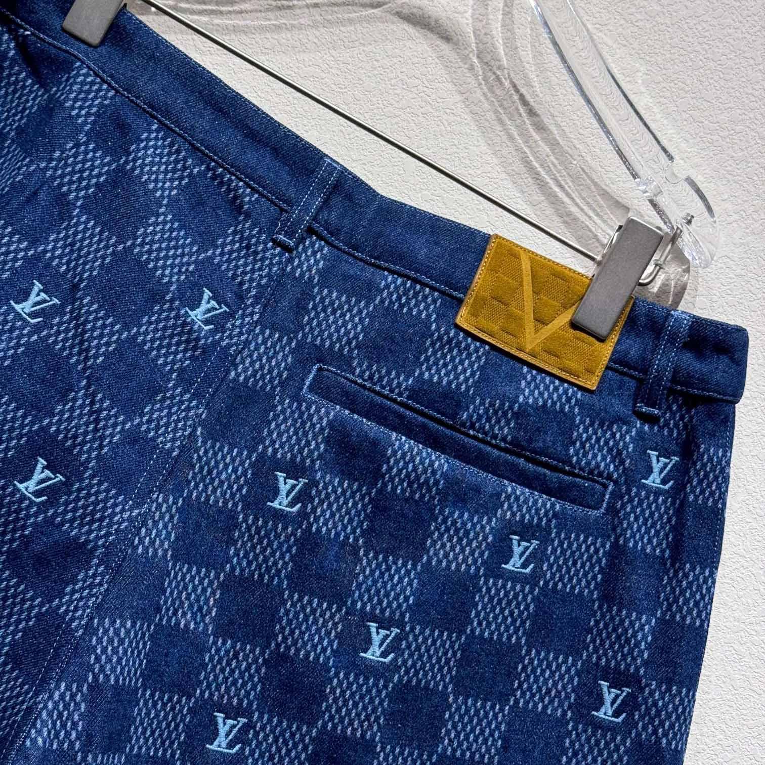 Louis Vuitton Embroidered Damier Denim Shorts  1AFVO5 - EUR FASHION