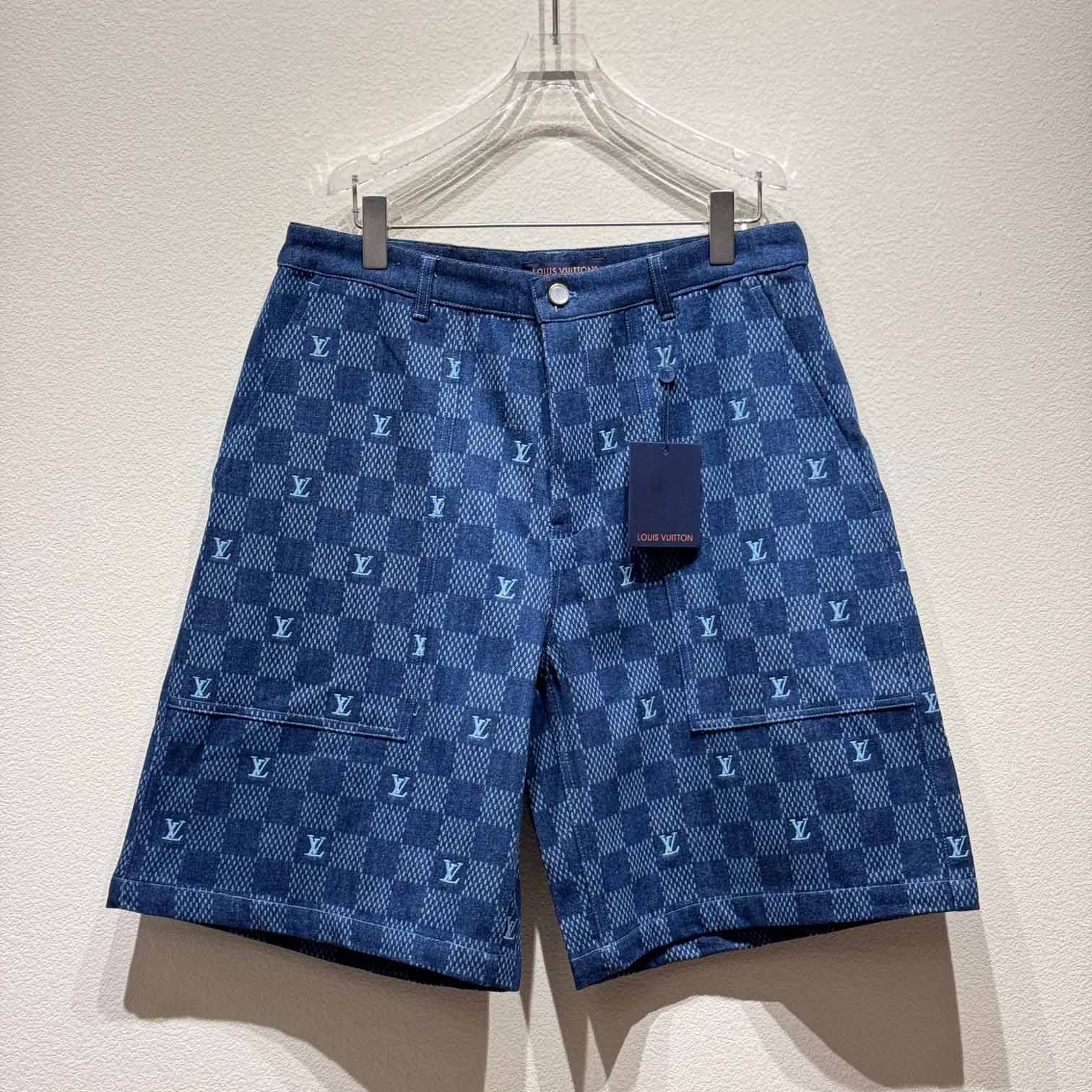 Louis Vuitton Embroidered Damier Denim Shorts  1AFVO5 - EUR FASHION