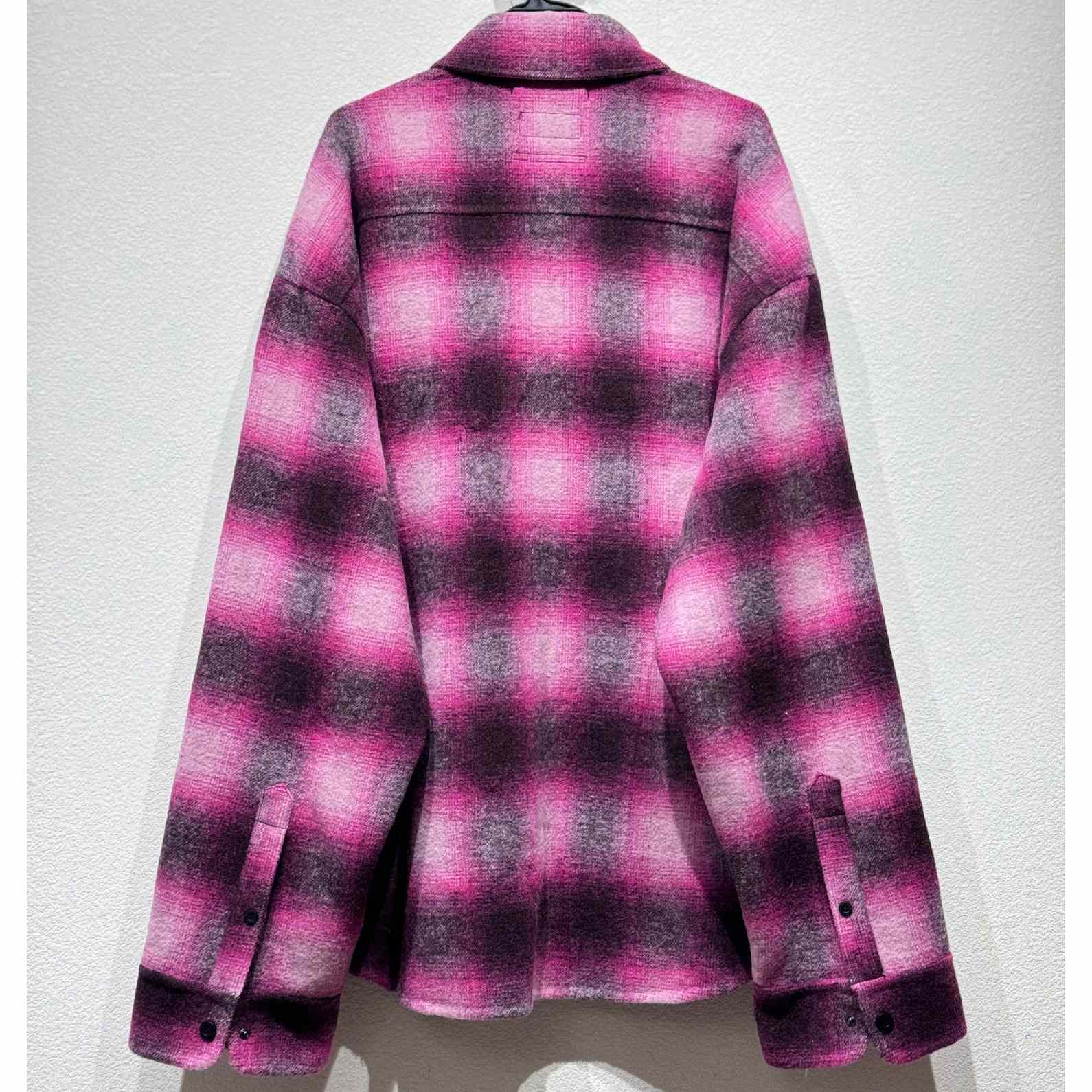 Balenciaga Padded Shirt In Pink And Black Check Flannel - EUR FASHION