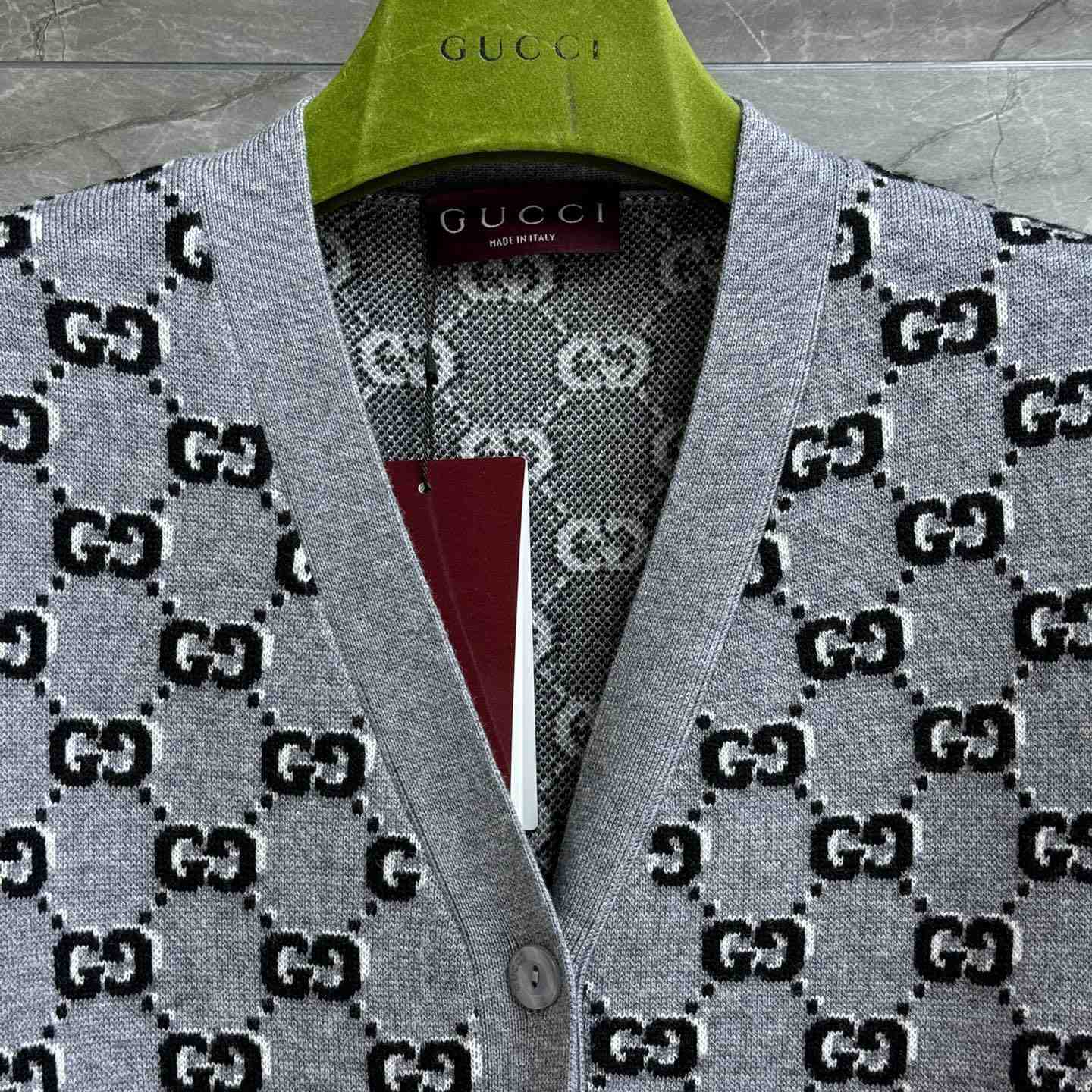 Gucci Wool Jacquard Cardigan With GG Shadow - EUR FASHION