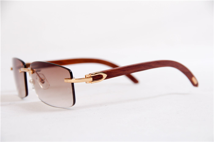 Cartier 3524012 Wood Big Lens Sunglasses In Gold Brown - EUR FASHION