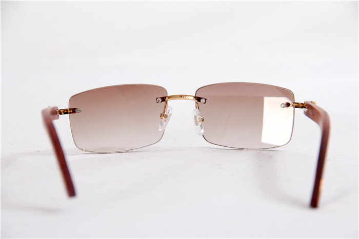 Cartier 3524012 Wood Big Lens Sunglasses In Gold Brown - EUR FASHION