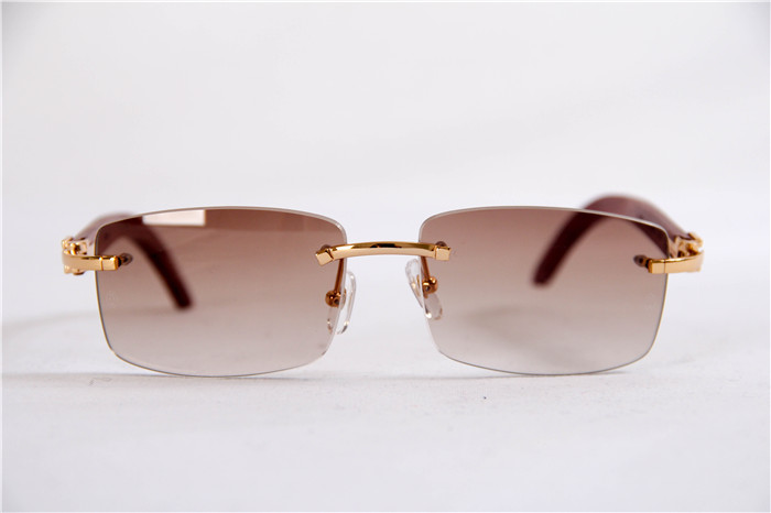 Cartier 3524012 Wood Big Lens Sunglasses In Gold Brown - EUR FASHION